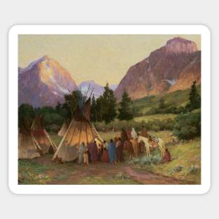 Crow Encampment, Montana by Joseph Henry Sharp Sticker